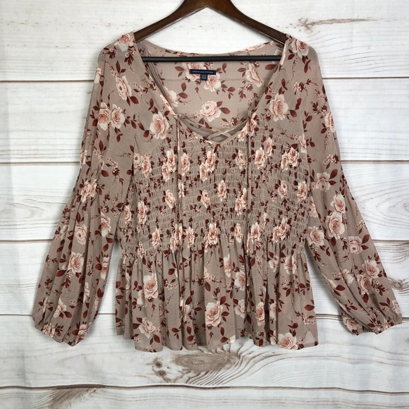 American Eagle Outfitters Tops - American Eagle Floral Smocked Blouse Cottagecore Boho Top - Medium